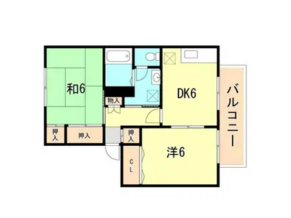 エクセレント西明石 A・B棟(2DK/1階)の間取り写真