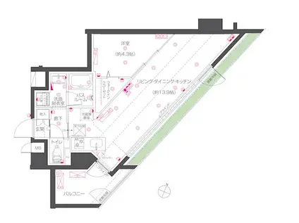 ZOOM練馬高野台(1LDK/1階)の間取り写真