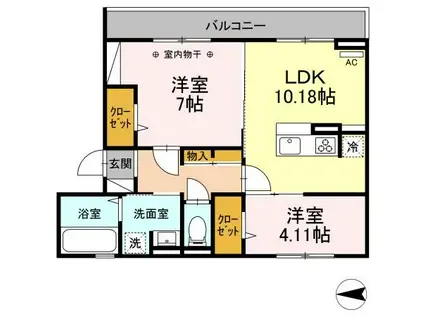 CANALONIIII(2LDK/2階)の間取り写真