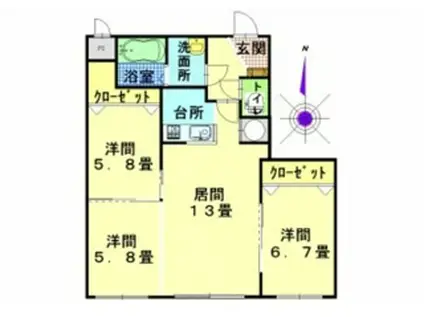 アビタあかしやII(3LDK/3階)の間取り写真