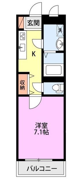 ブルーミング県央(1K/1階)の間取り写真