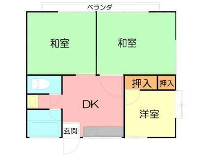 コーポ幸 A(3DK/1階)の間取り写真