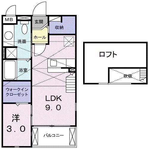 シュティル(1LDK/2階)の間取り写真