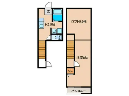 パストラル周船寺(1K/2階)の間取り写真
