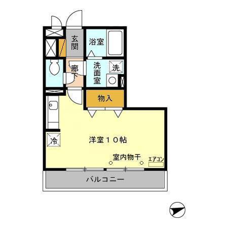 プレミエールあけぼの(ワンルーム/2階)の間取り写真