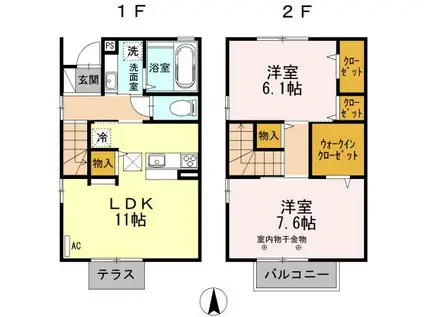 桜荘(2LDK/1階)の間取り写真