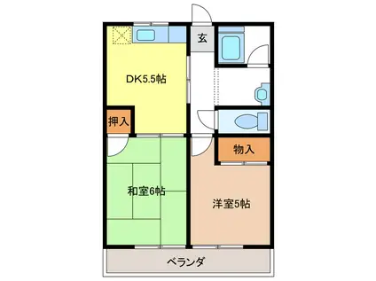 ハイツむすぶ(2DK/1階)の間取り写真