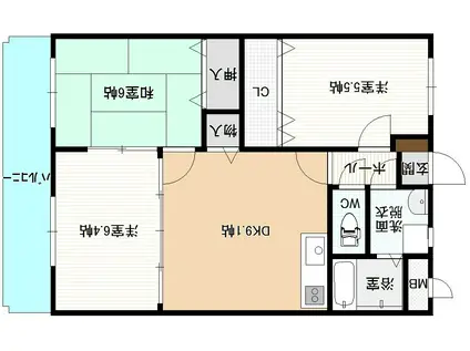 メゾンヴィサージュ2(3DK/3階)の間取り写真