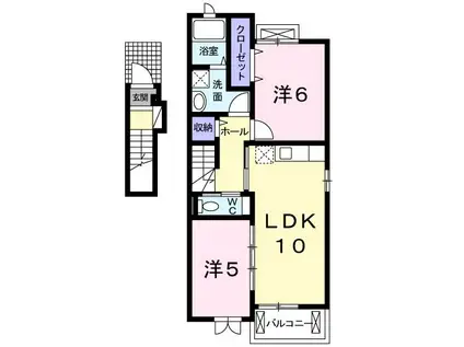 エレガンシア(2LDK/2階)の間取り写真