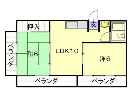 アムールアドニス(2DK/2階)の間取り写真