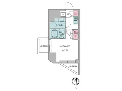 クレヴィアリグゼ北品川IIステーションコート(1K/9階)の間取り写真