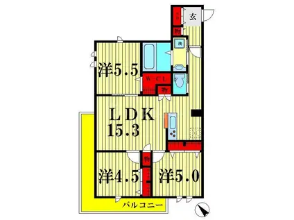 カーサ シエロブルー(3LDK/2階)の間取り写真