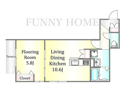 BLUEFOREST下目黒(1LDK/1階)の間取り写真