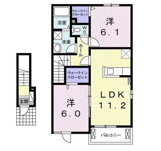 サン・スリー A(2LDK/2階)の間取り写真