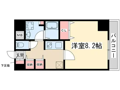 ドライバウム江坂(1K/8階)の間取り写真