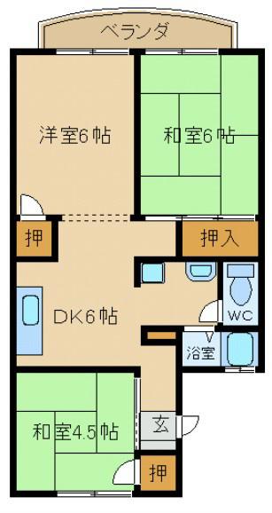光陽ハイツ(2LDK/2階)の間取り写真