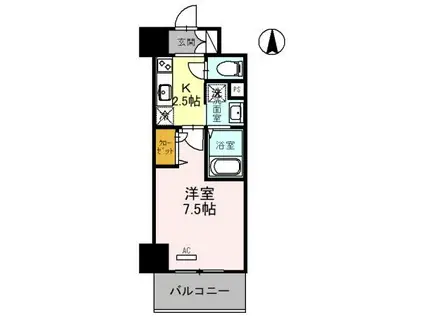 レリーフ南塚口(1K/4階)の間取り写真