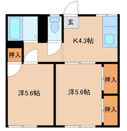 メゾンT(2K/1階)の間取り写真