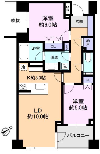 ザ・パークハウス上目黒ピアース(2LDK/4階)の間取り写真