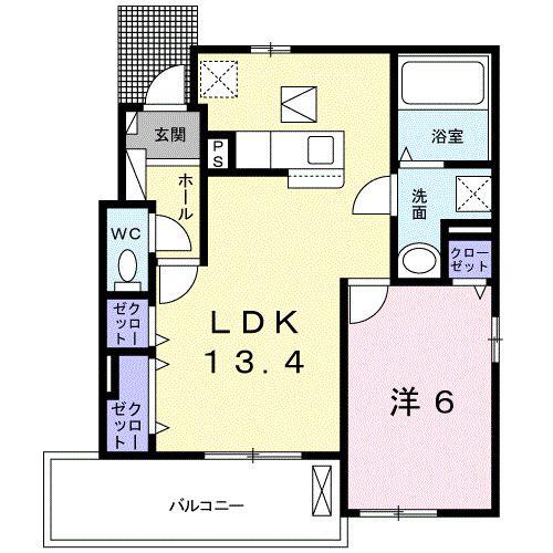 ベルオーブ入路(1LDK/1階)の間取り写真