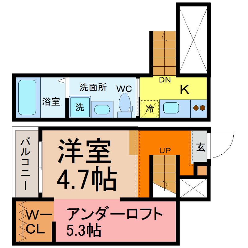フレシールA(1K/2階)の間取り写真
