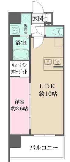リヴェント玉造(1LDK/11階)の間取り写真