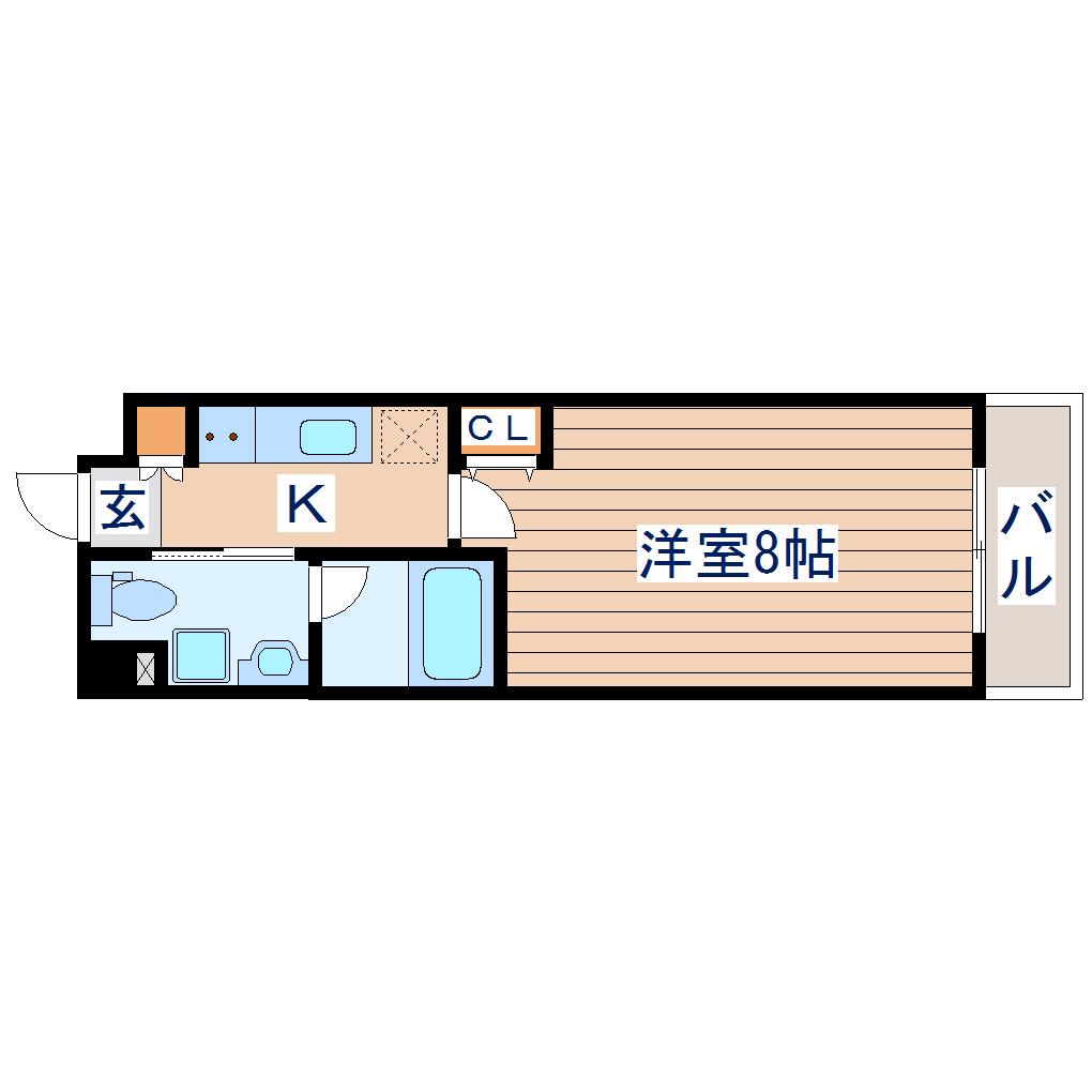 ザ・ブリスフルフォート仙台駅東(1K/2階)の間取り写真