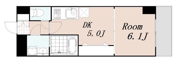S-FORT福島EBIE(1DK/8階)の間取り写真