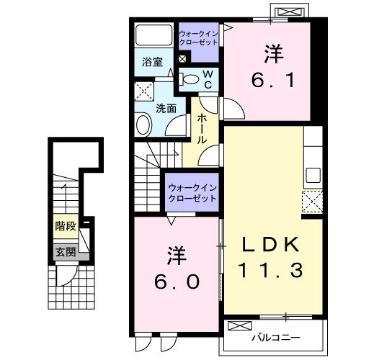 グレイス・E II(2LDK/2階)の間取り写真