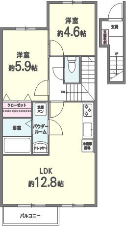 ボヌール・メゾン(2LDK/2階)の間取り写真