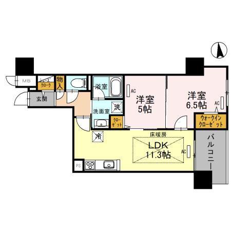 IBC RESIDENCE ウエスト(2LDK/7階)の間取り写真