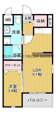 メゾン・ボヌール(1LDK/1階)の間取り写真