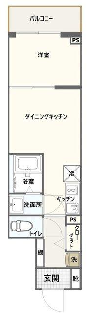 FRONTIER TAPP横浜大口(1DK/2階)の間取り写真
