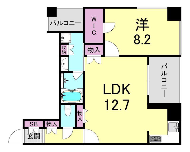アルグラッドザ・タワー心斎橋(1LDK/3階)の間取り写真