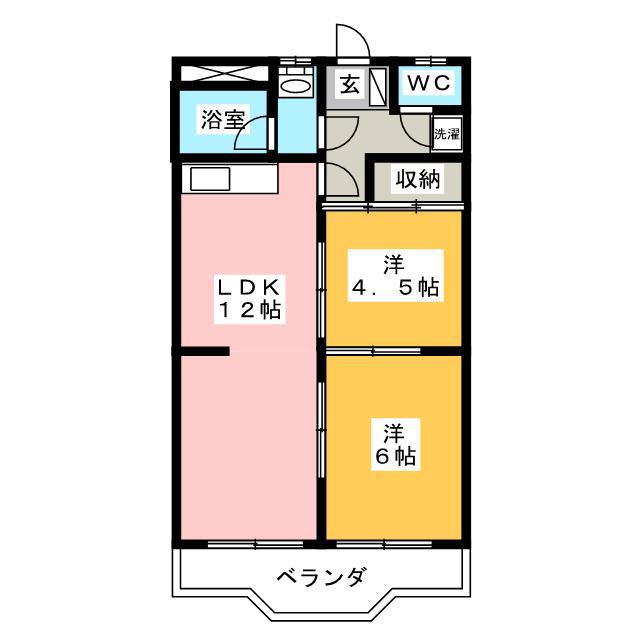 グラッツ アモーレ大垣(2LDK/1階)の間取り写真