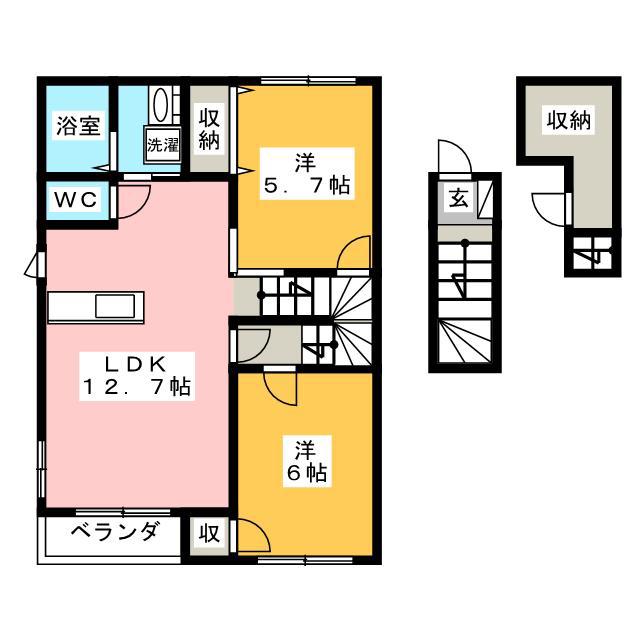 ニューサンシャイン(2LDK/2階)の間取り写真