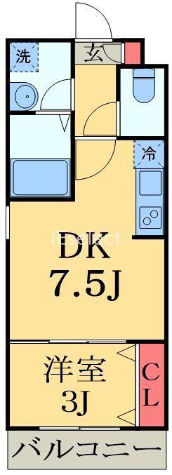 ジーメゾン千葉村田町ランタ(1DK/3階)の間取り写真