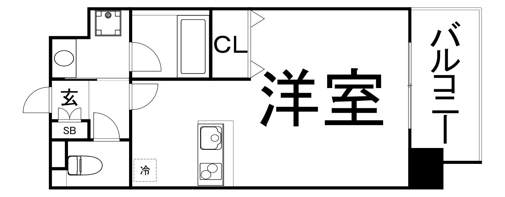 アーバンフラッツ上町(1K/8階)の間取り写真