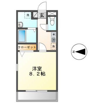 ゴールデンヒルズ(1K/2階)の間取り写真