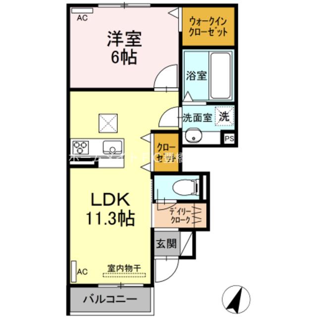 スカイガーデン・フラワーガーデン(1LDK/1階)の間取り写真