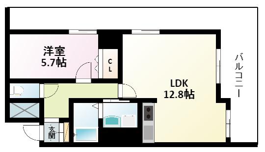 ノルデンタワー新大阪プレミアム(1LDK/16階)の間取り写真