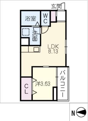 リーブルファイン三条(1LDK/1階)の間取り写真