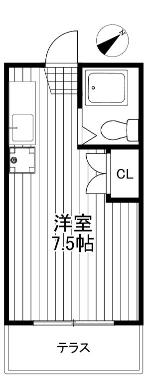 大月コーポ(ワンルーム/1階)の間取り写真