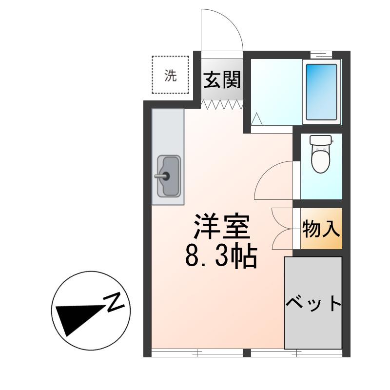 ラポール前田B(ワンルーム/2階)の間取り写真