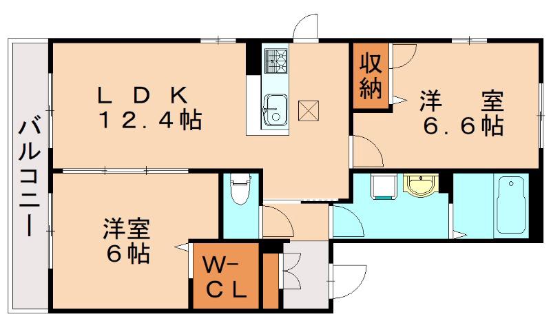 PRADO陣原(2LDK/1階)の間取り写真
