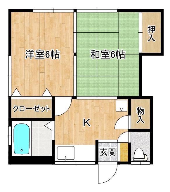 第2江口アパート(2K/1階)の間取り写真