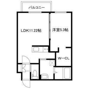 VENTVERT ヴェンヴェール(1LDK/2階)の間取り写真