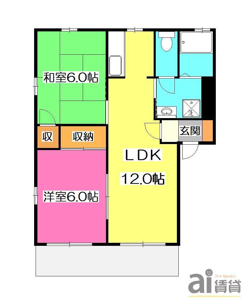 アムール秋津I(2LDK/2階)の間取り写真