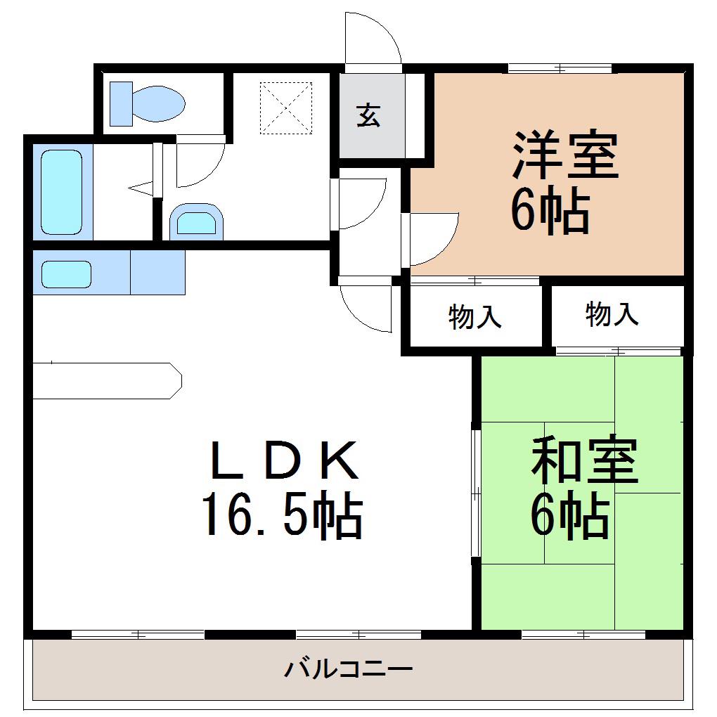 ボヌールM(2LDK/3階)の間取り写真