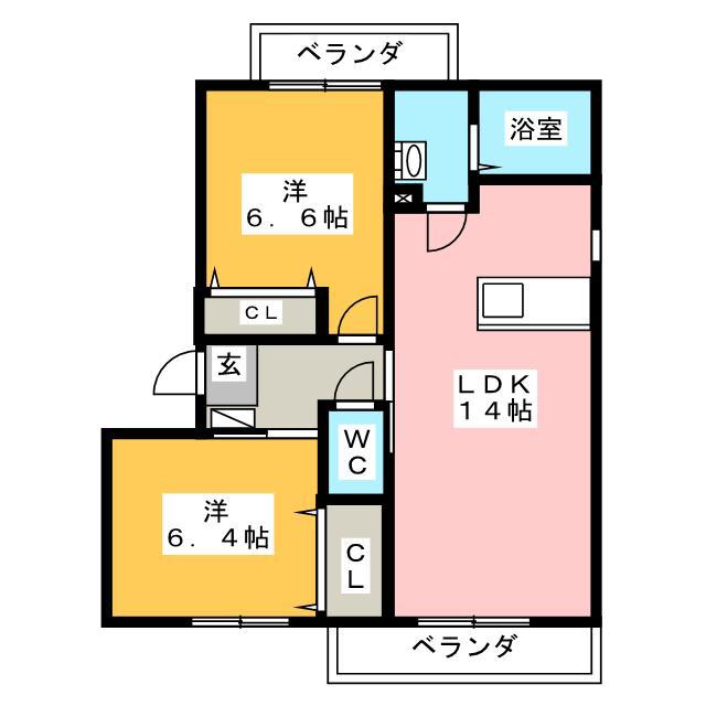 エルノルテ誠和C(2LDK/3階)の間取り写真